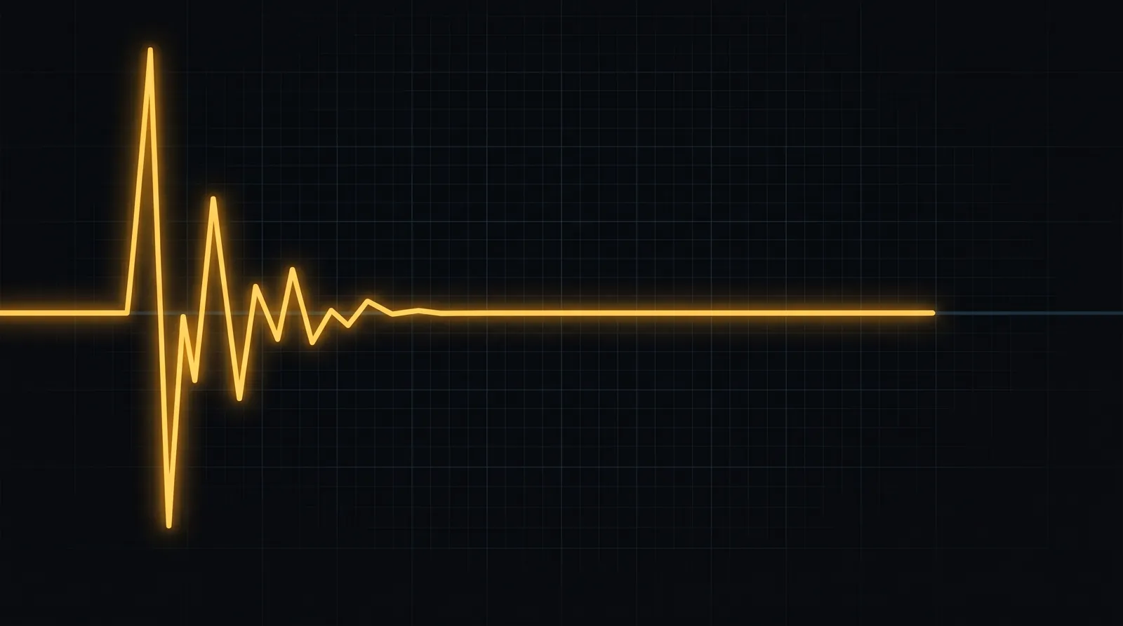 A damped oscilloscope waveform settling onto a flat line — an agent loop converging.